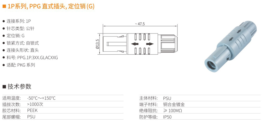 1P系列和PPG直式插头和定位销（G）