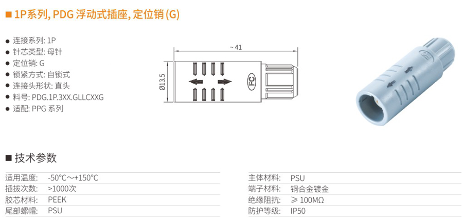 1P系列和PDG浮动式插座和定位销（G）